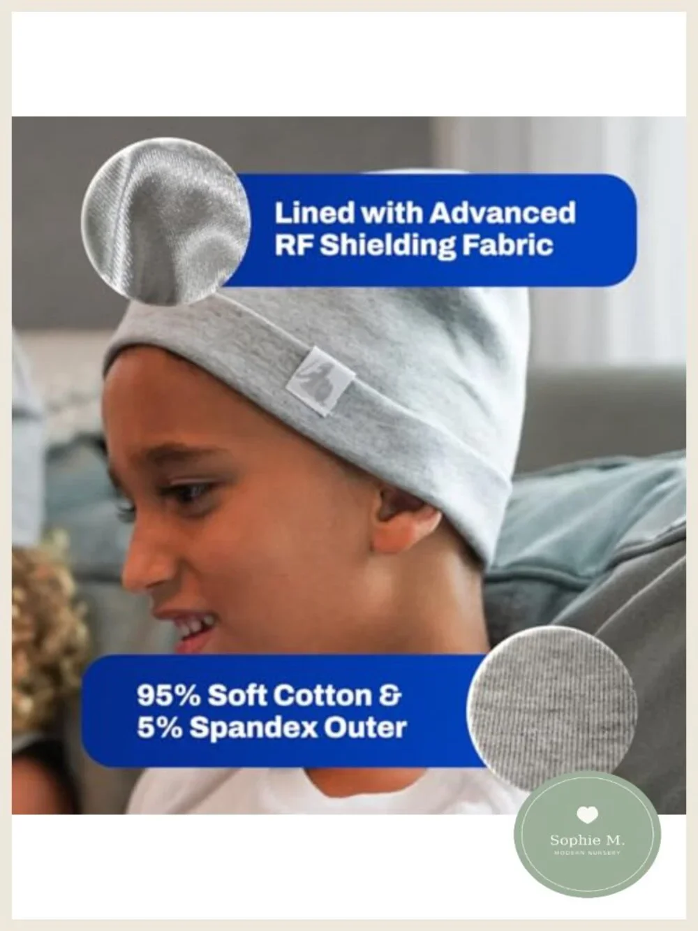 EMF Radiation Blocking Beanie Hat for Infants 0-6 Months Cotton